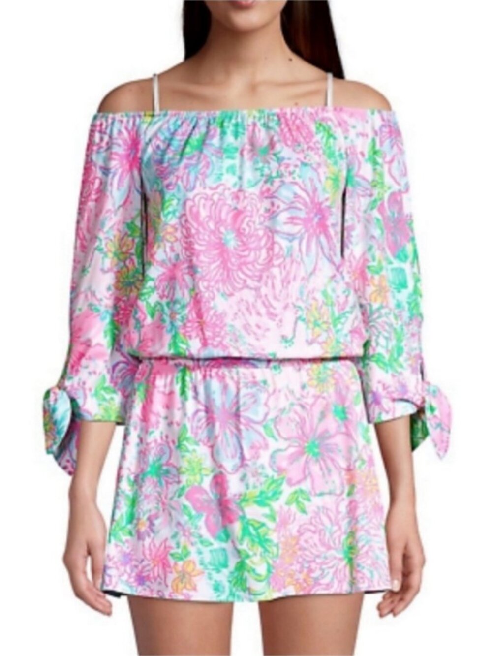 Lilly Pulitzer Pink Multi Off-Shoulder Floral Romper